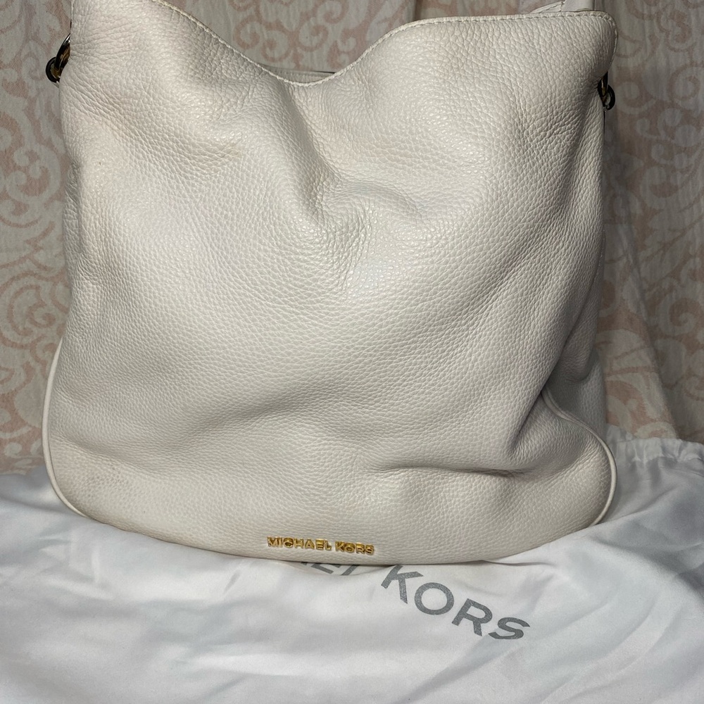 Michael Kors White Leather Hobo Bag and dust cover